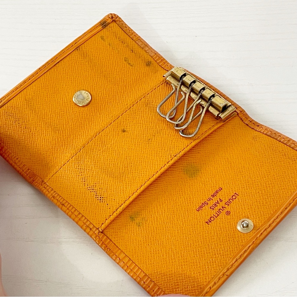 Louis Vuitton orange epi leather four key ring wallet case vintage - Picture 6 of 11
